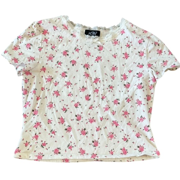 Just Polly Pink Floral Short Sleeve Tee – Size L - Picture 1 of 5